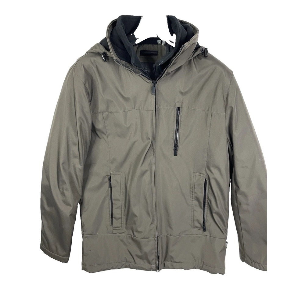 Calvin Klein Men's Dark Tan Infinite Stretch Jacket  W/ Polar Fleece Lined bib S